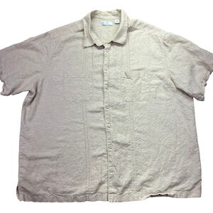 Cafe Luna Linen Blend Camp Shirt Short Sleeve Button Up Casual‎ Mens 2XL